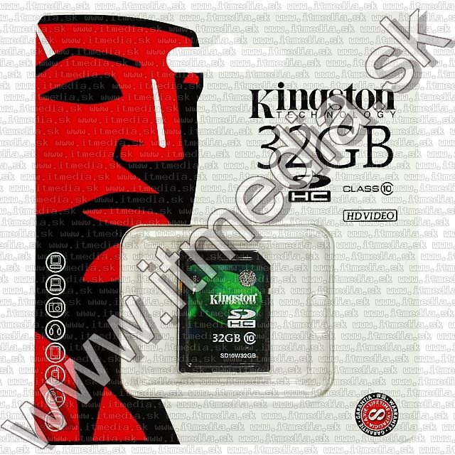 Image of Kingston Secure Digital (SD-HC) card, 32GB info! Class10 (IT8588)